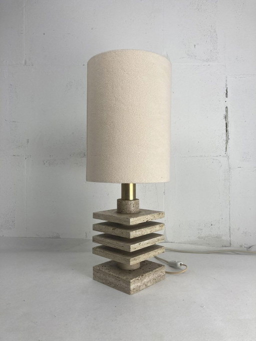 Travertine Desk Lamp By G. Ulivieri, Italy, 1960S