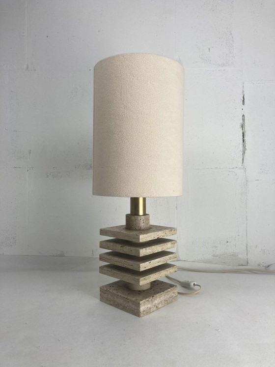 Image 1 of Travertine Desk Lamp By G. Ulivieri, Italy, 1960S