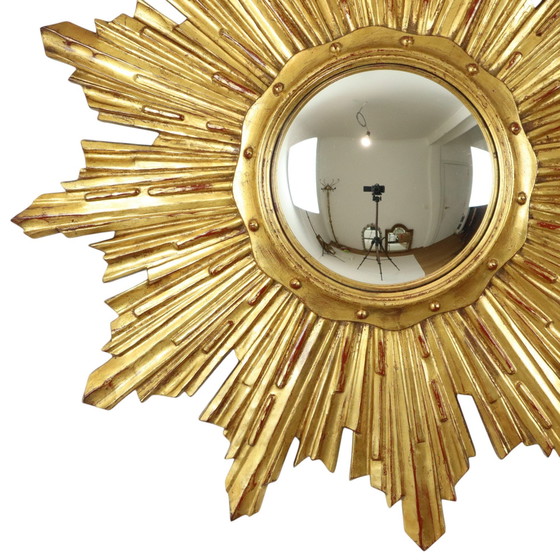 Image 1 of Deknudt Gold Leaf Gilded Sun Mirror