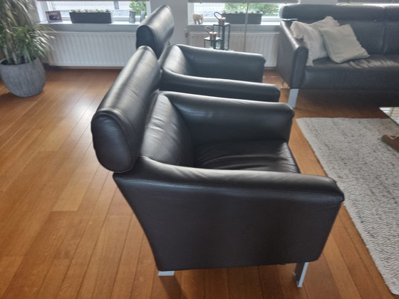 Image 1 of Leolux Patachou Leather Arkadia Dark Brown seating area