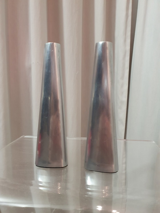 Image 1 of 2x candlestick aluminum Ehlén Johansson 1990s