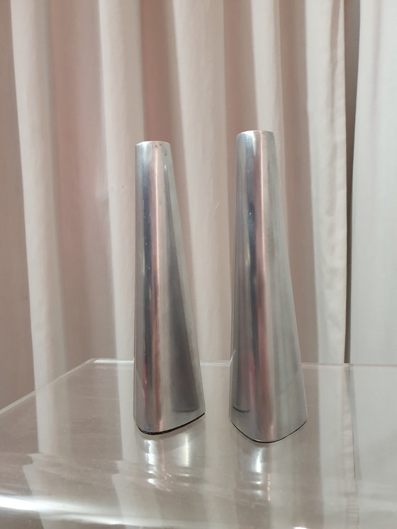 Image 1 of 2x candlestick aluminum Ehlén Johansson 1990s