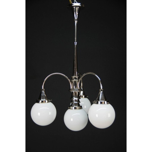 Vintage 4-flame chrome chandelier, 1930