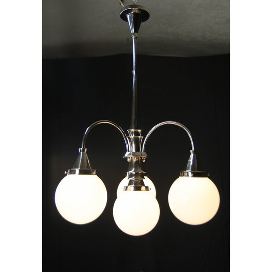 Image 1 of Vintage 4-flame chrome chandelier, 1930