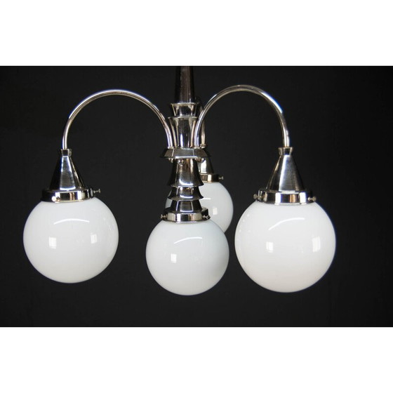 Image 1 of Vintage 4-flame chrome chandelier, 1930