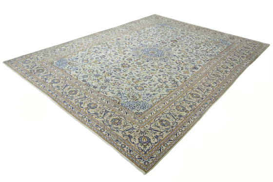 Image 1 of Hand-knotted Keshan Pistachio Green Oriental Rug - 405 X 303 Cm