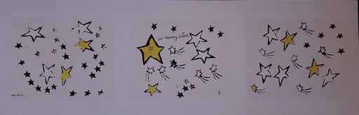 Andy Warhol: "So Many Stars, C.1958 (Triptych)." Signed In The Plate.