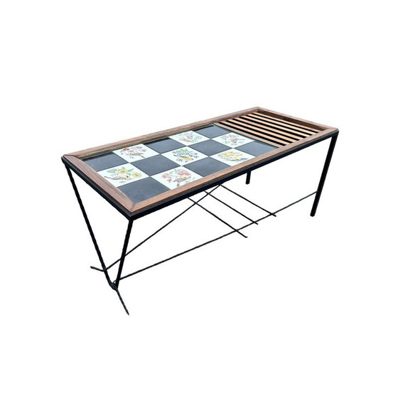 Image 1 of Vintage coffee table in wood and wrought iron, 1950