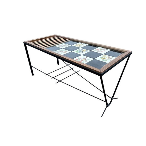Image 1 of Vintage coffee table in wood and wrought iron, 1950