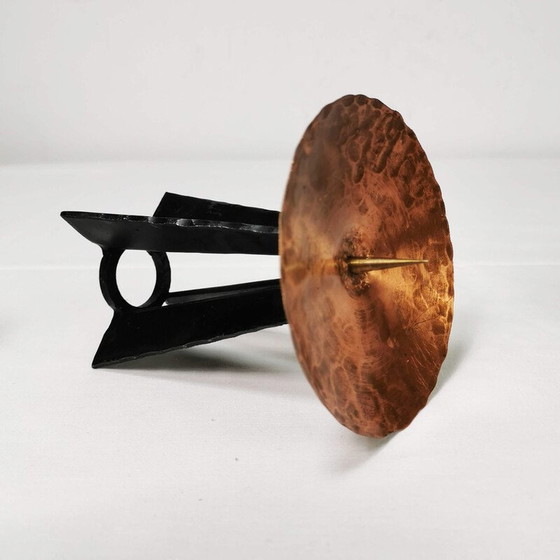 Image 1 of Set di 4 candelieri modernisti vintage in rame, ottone e metallo, Germania anni '70