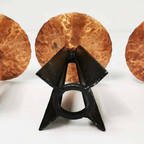 Image 1 of Set di 4 candelieri modernisti vintage in rame, ottone e metallo, Germania anni '70