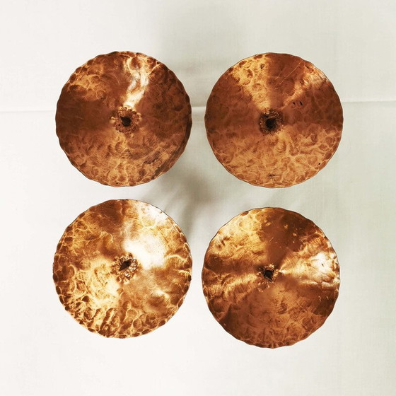 Image 1 of Set di 4 candelieri modernisti vintage in rame, ottone e metallo, Germania anni '70