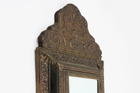 Image 1 of Mobiletto da parete Art Déco in rame francese con specchio bisellato, anni '30