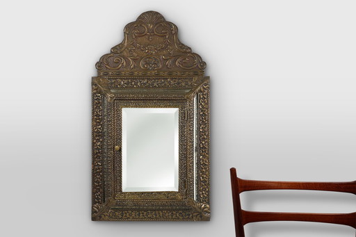 French brass Art Deco wall cabinet with beveled mirror, 1930S