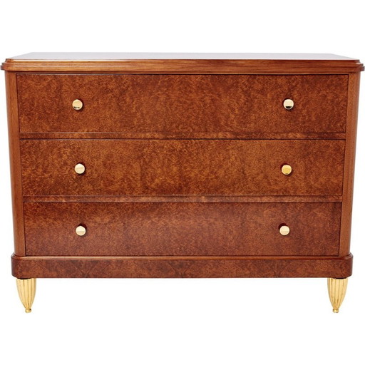 Cómoda vintage de madera nudosa de Amboyna, 1940