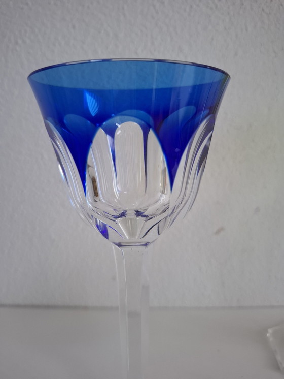 Image 1 of 6 Colored Vintage Crystal Wine Glasses