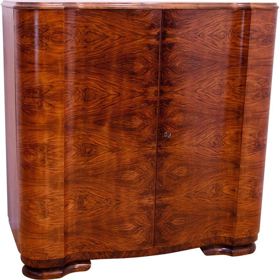 Image 1 of Vintage Art Deco chest of drawers in walnut wood, Czechoslovakia 1930