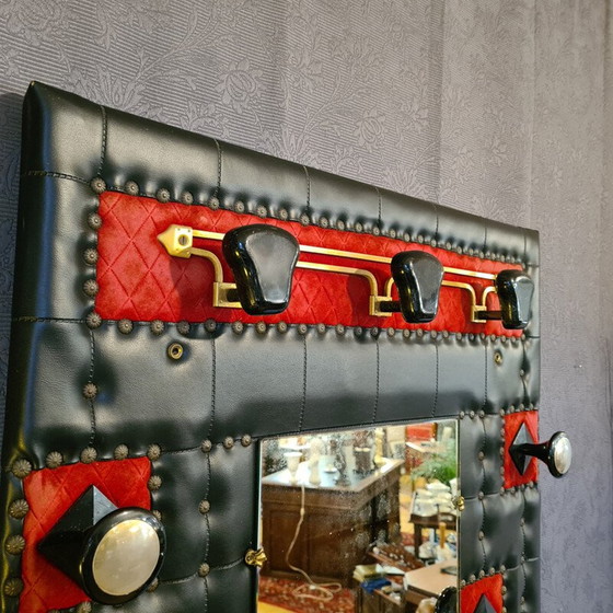 Image 1 of Vintage black skai coat rack, 1960