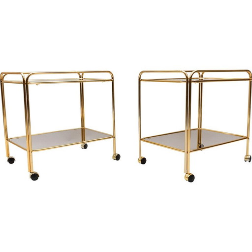 Vintage brass bar carts, France 1960