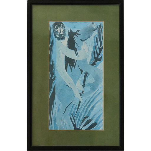 Vintage color lithograph painting