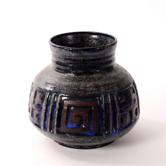 Image 1 of VASE VINTAGE ÉMAILLÉ BLEU