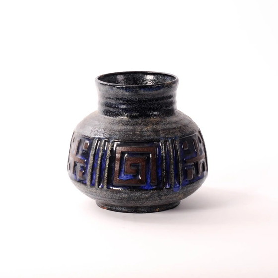 Image 1 of VASE VINTAGE ÉMAILLÉ BLEU