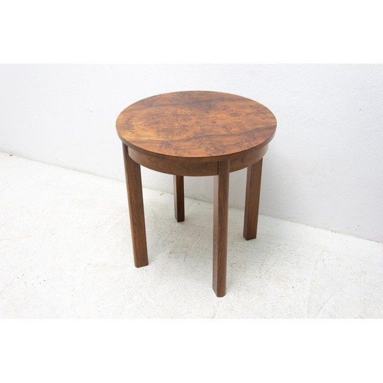 Image 1 of Vintage Art Deco walnut coffee table, Czechoslovakia 1940s