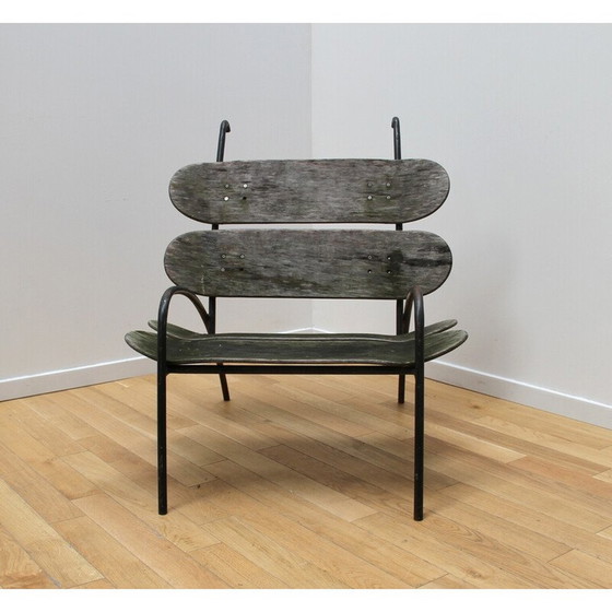 Image 1 of Vintage wood and metal benches by Lucas for Adidas