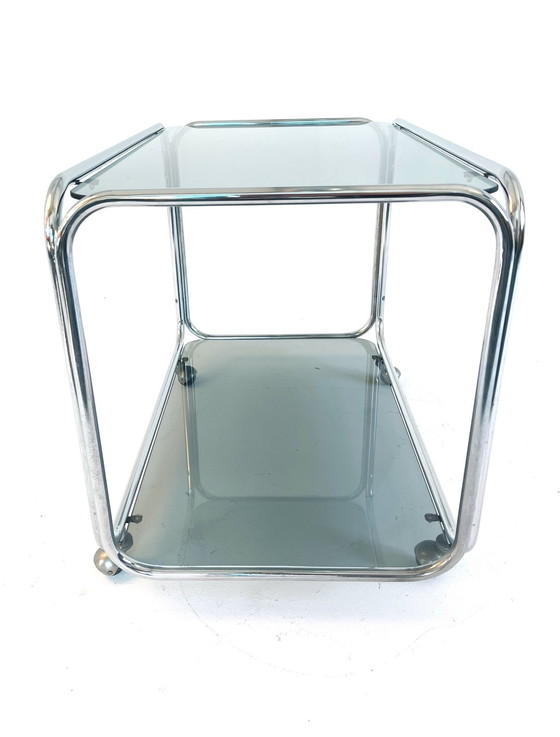 Image 1 of Chrome & smoked glass trolley