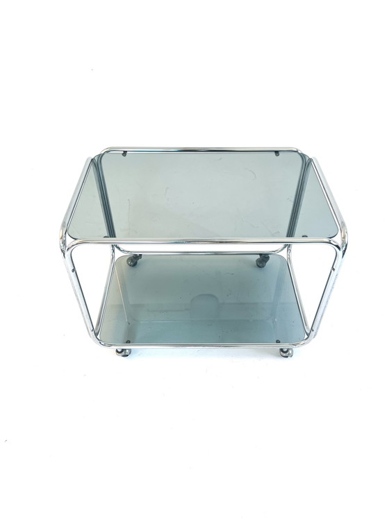 Image 1 of Chrome & smoked glass trolley