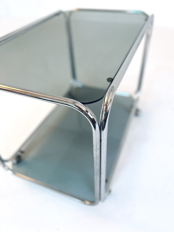 Image 1 of Chrome & smoked glass trolley