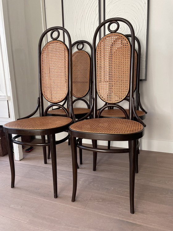 Image 1 of 4x Thonet Chairs Model 17 Webbing Bentwood