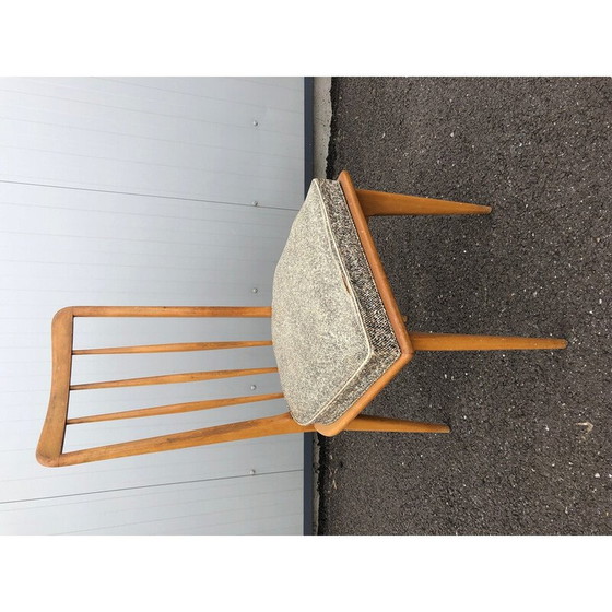 Image 1 of Set of 5 vintage chairs with speckled leatherette seats by Charles Ramos, 1950
