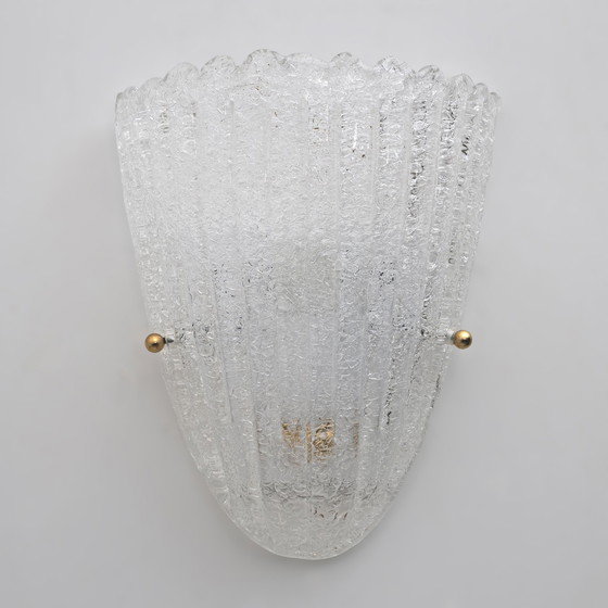 Image 1 of Applique a conchiglia in vetro di Murano italiano in stile Barovier, metà secolo moderno, anni '60, coppia.