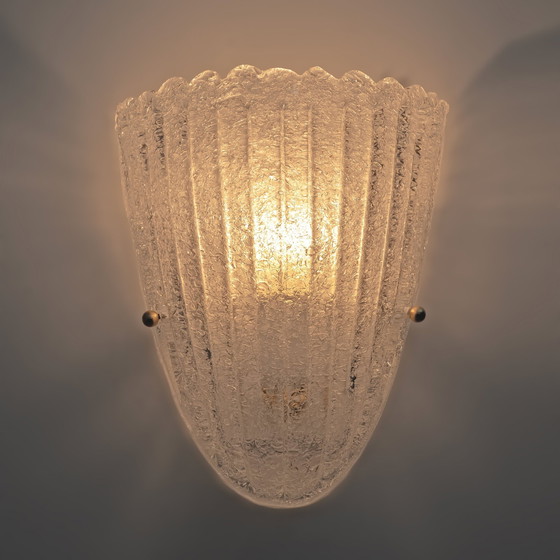 Image 1 of Applique a conchiglia in vetro di Murano italiano in stile Barovier, metà secolo moderno, anni '60, coppia.