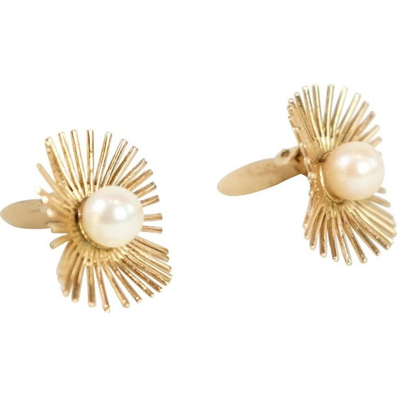 Image 1 of Pair of vintage 14 karat ear clips stamped 585 by Bernhard Hertz for Copenhagen