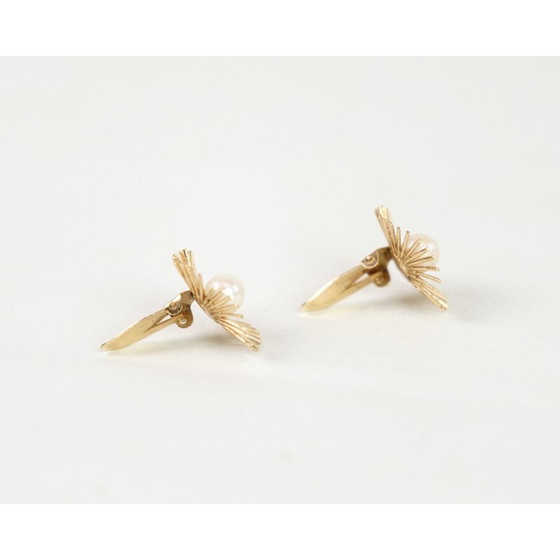 Image 1 of Pair of vintage 14 karat ear clips stamped 585 by Bernhard Hertz for Copenhagen