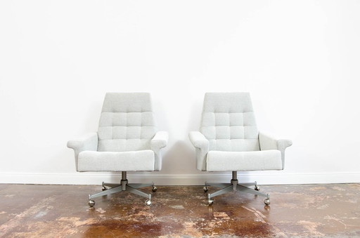 Pair Of Armchairs From Up Závody On Metal Wheels, Czechoslovakia, 1970