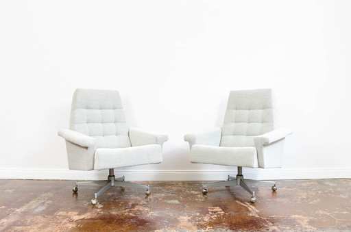 Pair Of Armchairs From Up Závody On Metal Wheels, Czechoslovakia, 1970