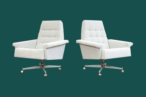 Pair Of Armchairs From Up Závody On Metal Wheels, Czechoslovakia, 1970