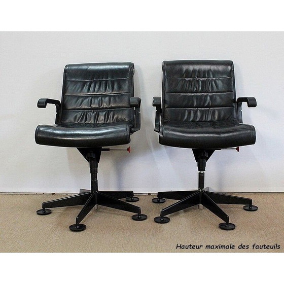 Image 1 of Pair of vintage leather office chairs by Richard Sapper for Knoll, 1979