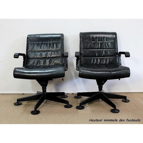 Image 1 of Pair of vintage leather office chairs by Richard Sapper for Knoll, 1979