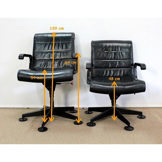 Image 1 of Pair of vintage leather office chairs by Richard Sapper for Knoll, 1979