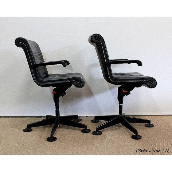 Image 1 of Pair of vintage leather office chairs by Richard Sapper for Knoll, 1979