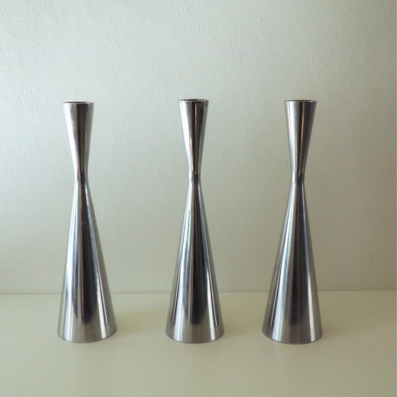 Image 1 of Set Of 3 Ikea Erika Pekkari 1980S Diabolo Candlesticks