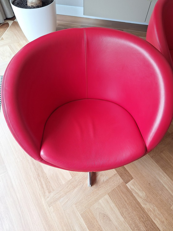 Image 1 of 2x Stokke Varier Planet armchairs in red leather