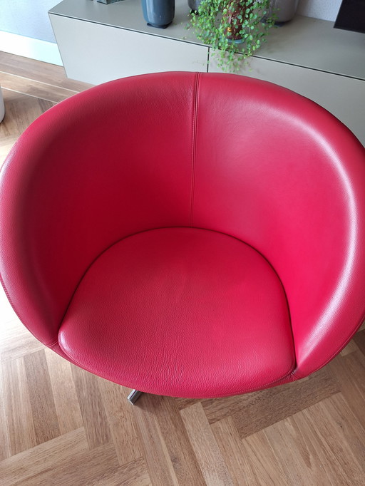 2x Stokke Varier Planet armchairs in red leather