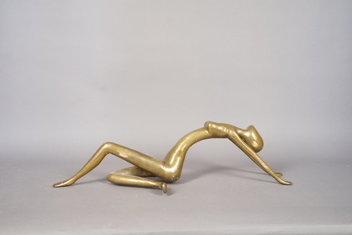 Vintage RR Suède Sculpture abstraite en bronze, années 1970