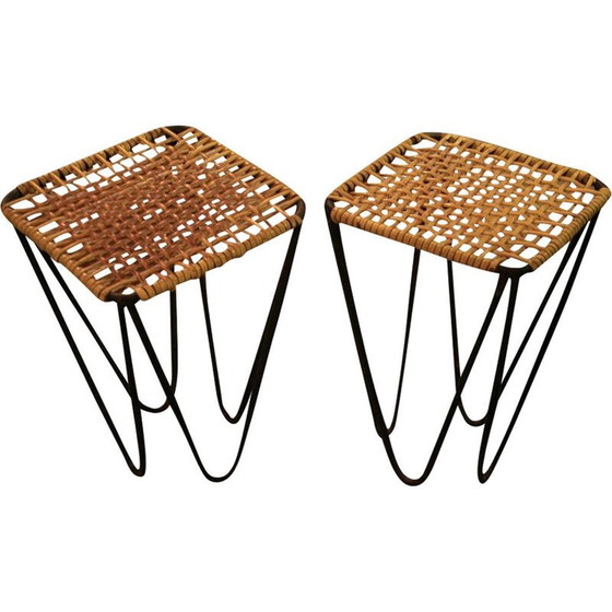 Image 1 of Coppia di sgabelli vintage di Wladyslaw Wolkowski, Polonia 1960