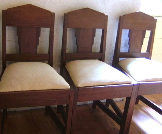 Image 1 of 3x Art Deco Hague school side chairs